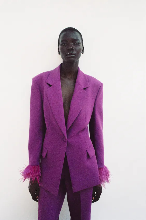 FEATHER CUFF SHOULDER PAD BLAZER | Zara US