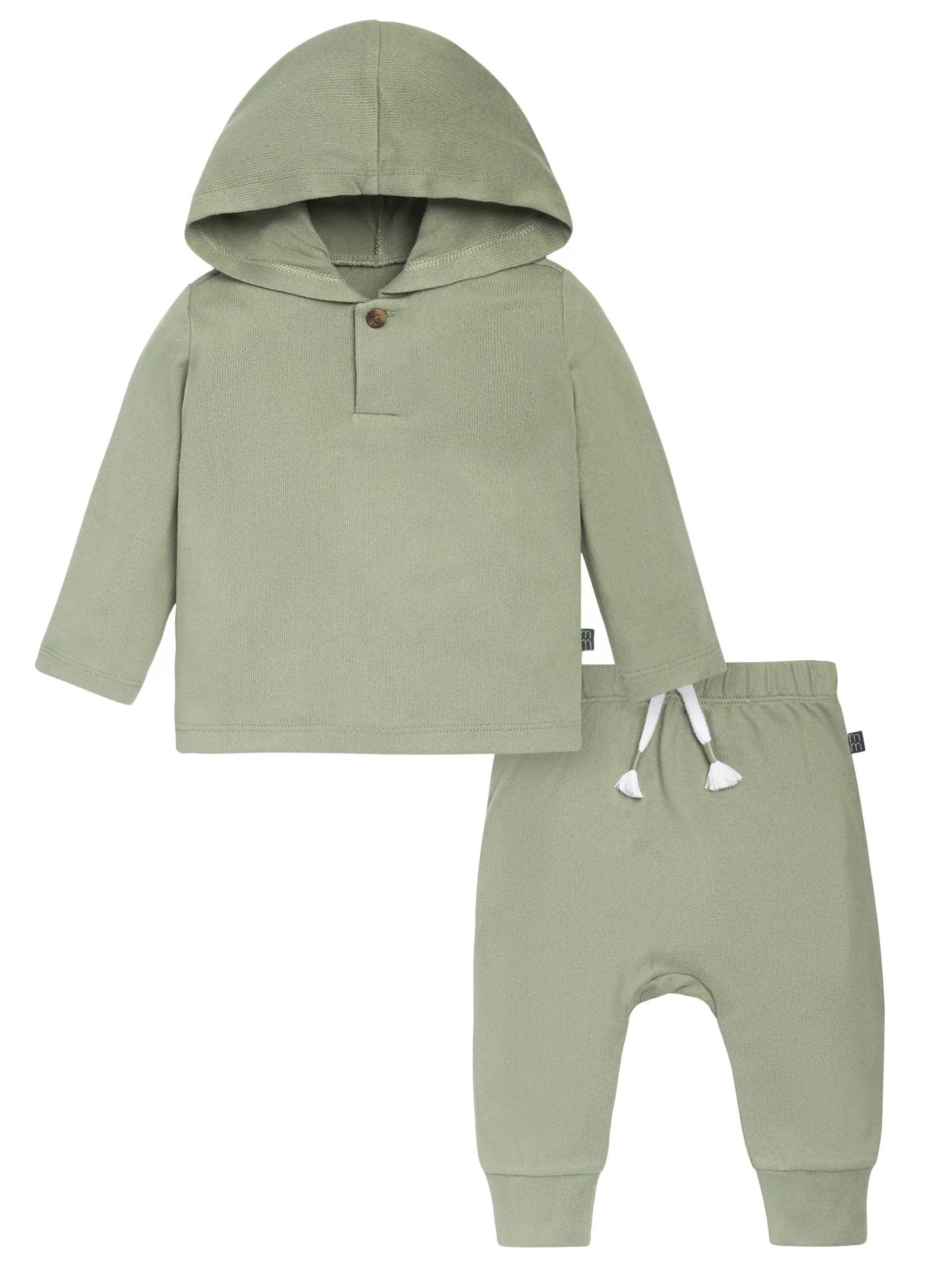 Modern Moments by Gerber Baby Boy Hooded Hacci Top and Pant Set, Sizes 0/3 Months - 24 Months | Walmart (US)