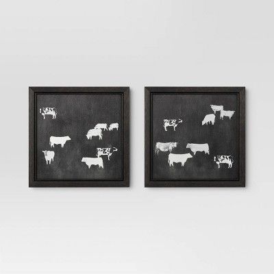 (Set of 2) 12" x 12" Cow Collection II Framed Wall Canvases - Threshold™ | Target