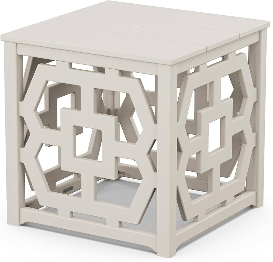 Martha Stewart by POLYWOOD® Chinoiserie Umbrella Stand Accent Table in Sand | Amazon (US)