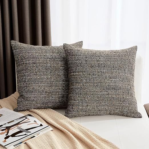 Hocomo Set of 2 Linen Throw Pillow Covers, Solid Color Burlap Decorative Pillow Covers(No Insert)... | Amazon (US)