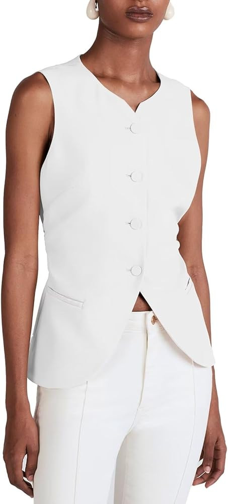 Women's Fully Lined Waistcoat Button Up Summer Sleeveless Jacket Casual Vest | Amazon (CA)