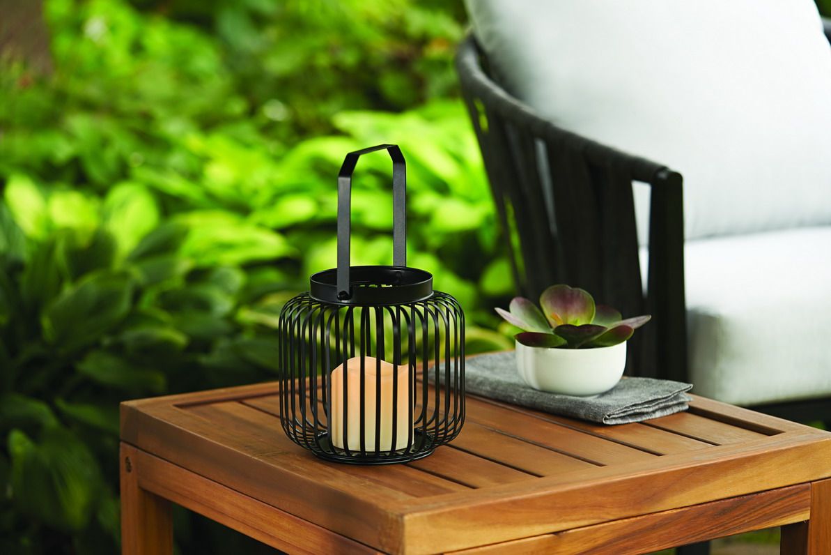 Better Homes & Gardens Small LED Slat Outdoor Lantern, Black | Walmart (US)