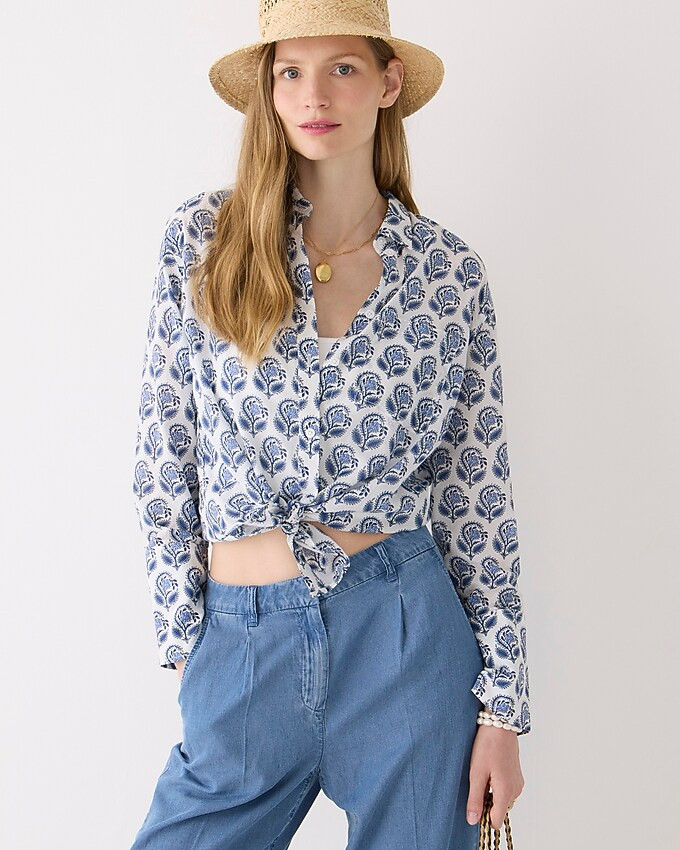 Garçon cotton voile shirt in bouquet block print | J. Crew US