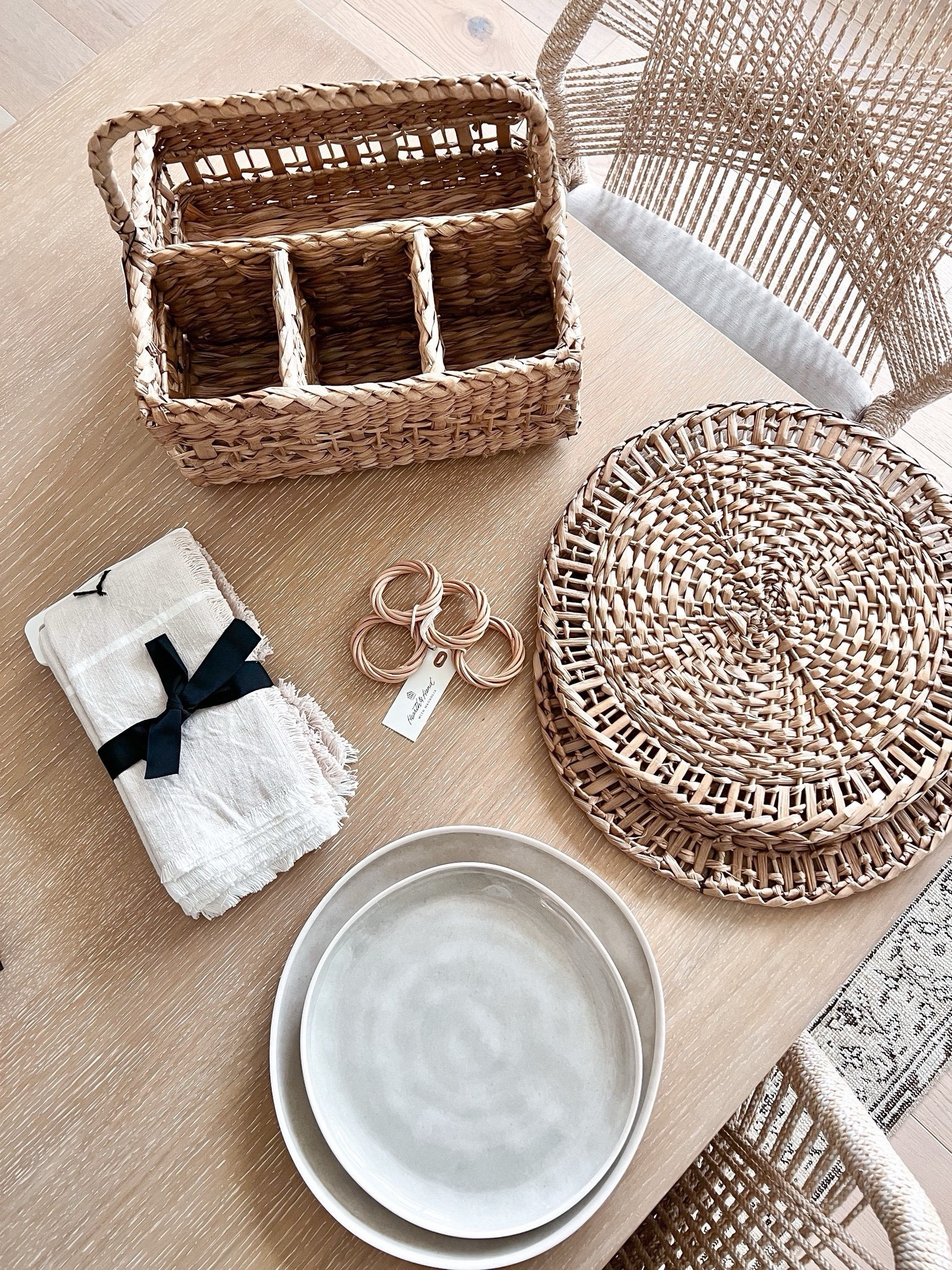 Outdoor entertaining, melamine plates, backyard entertaining, plastic plates, woven utensil caddy, linen napkins 



#LTKhome #LTKSeasonal #LTKfindsunder50