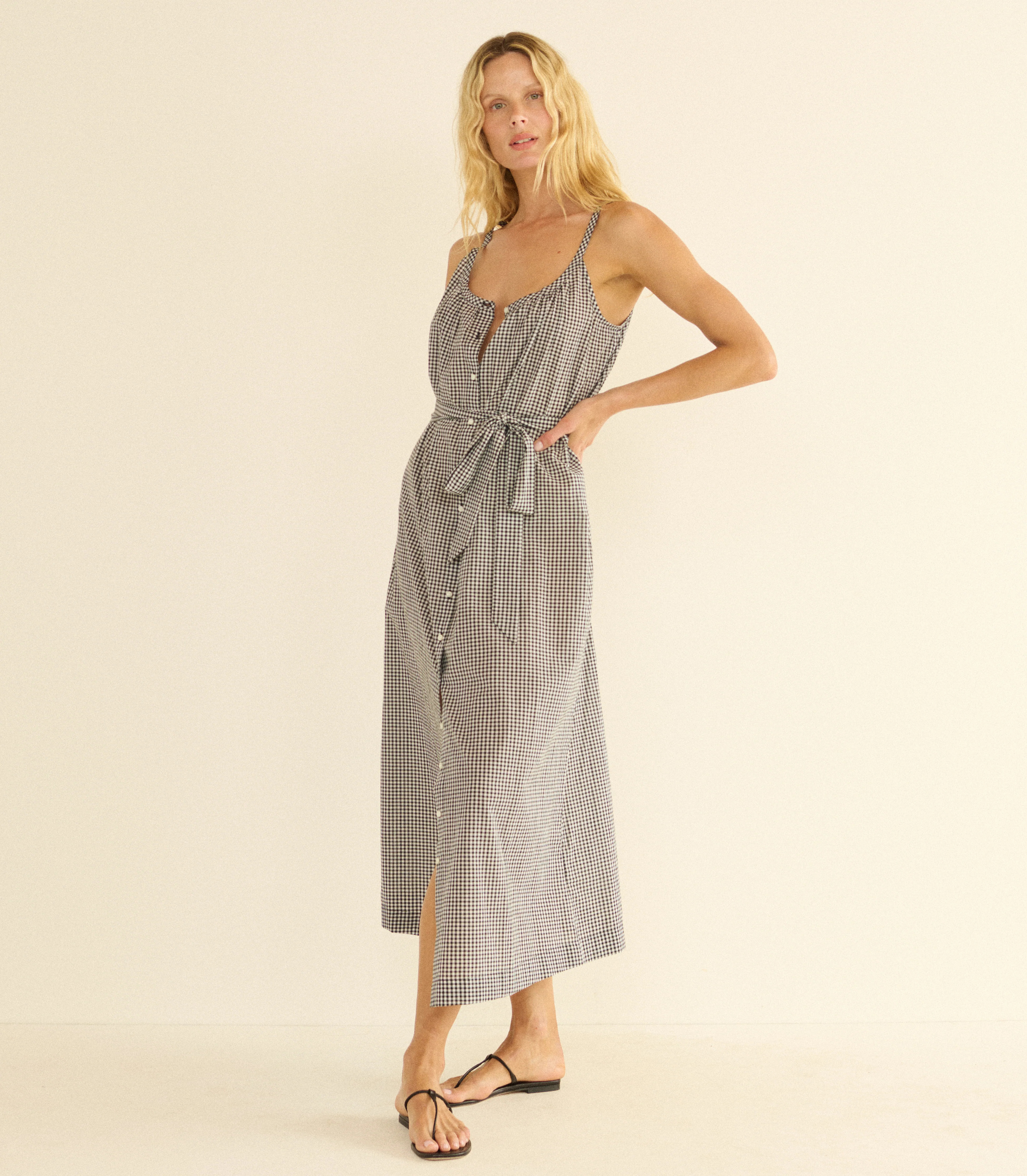 Nevita Dress - Noir La Maddalena Gingham | D\u00d4EN | DOEN