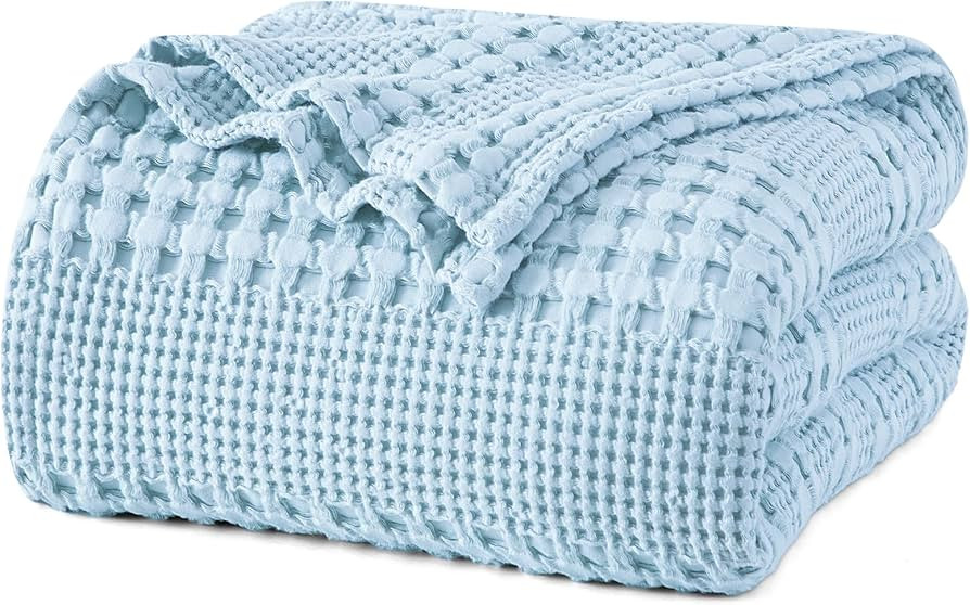 PHF 100% Cotton Waffle Weave Blanket King Size, Lightweight Washed Cotton Blanket for Spring & Su... | Amazon (US)