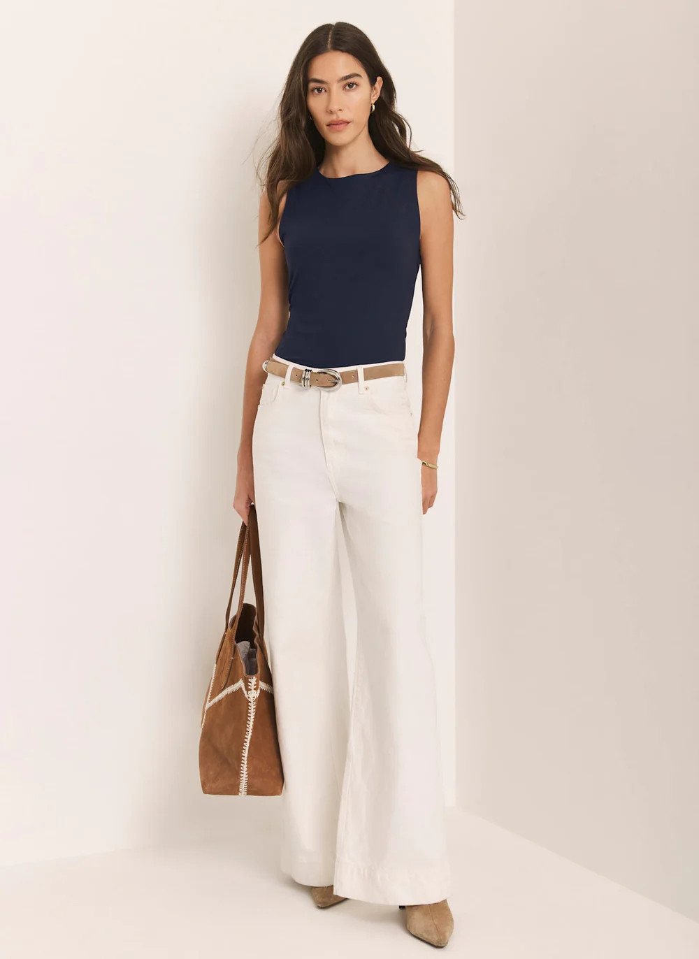 Navy High Neck Layering  Vest | Mint Velvet