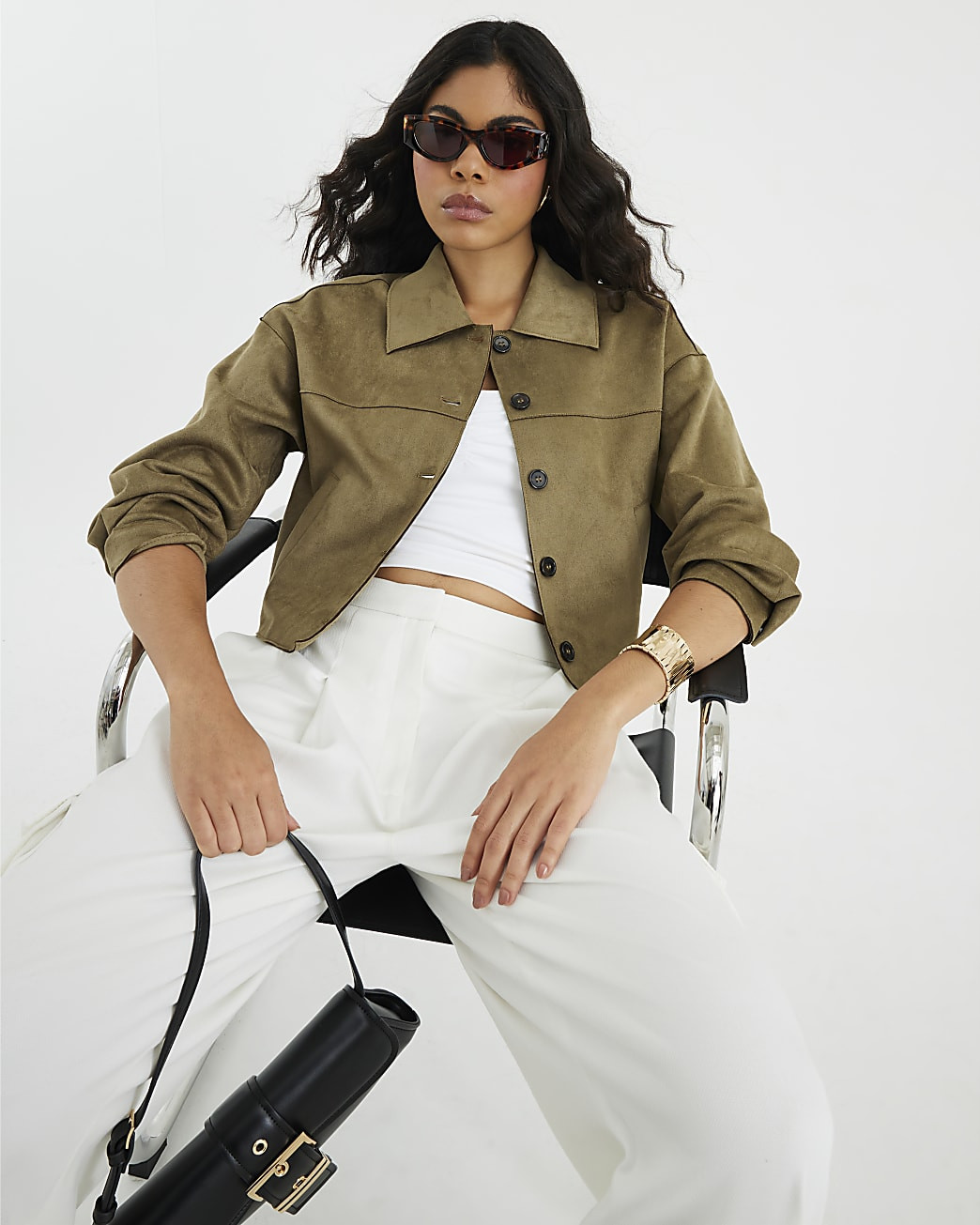 Green Faux Suede Overshirt | River Island UK & IE