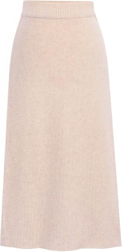 ebossy Women's Winter Warm High Waist Side Slit Wool Blend Long Skirts Rib Knit Stretchy Bodycon ... | Amazon (US)