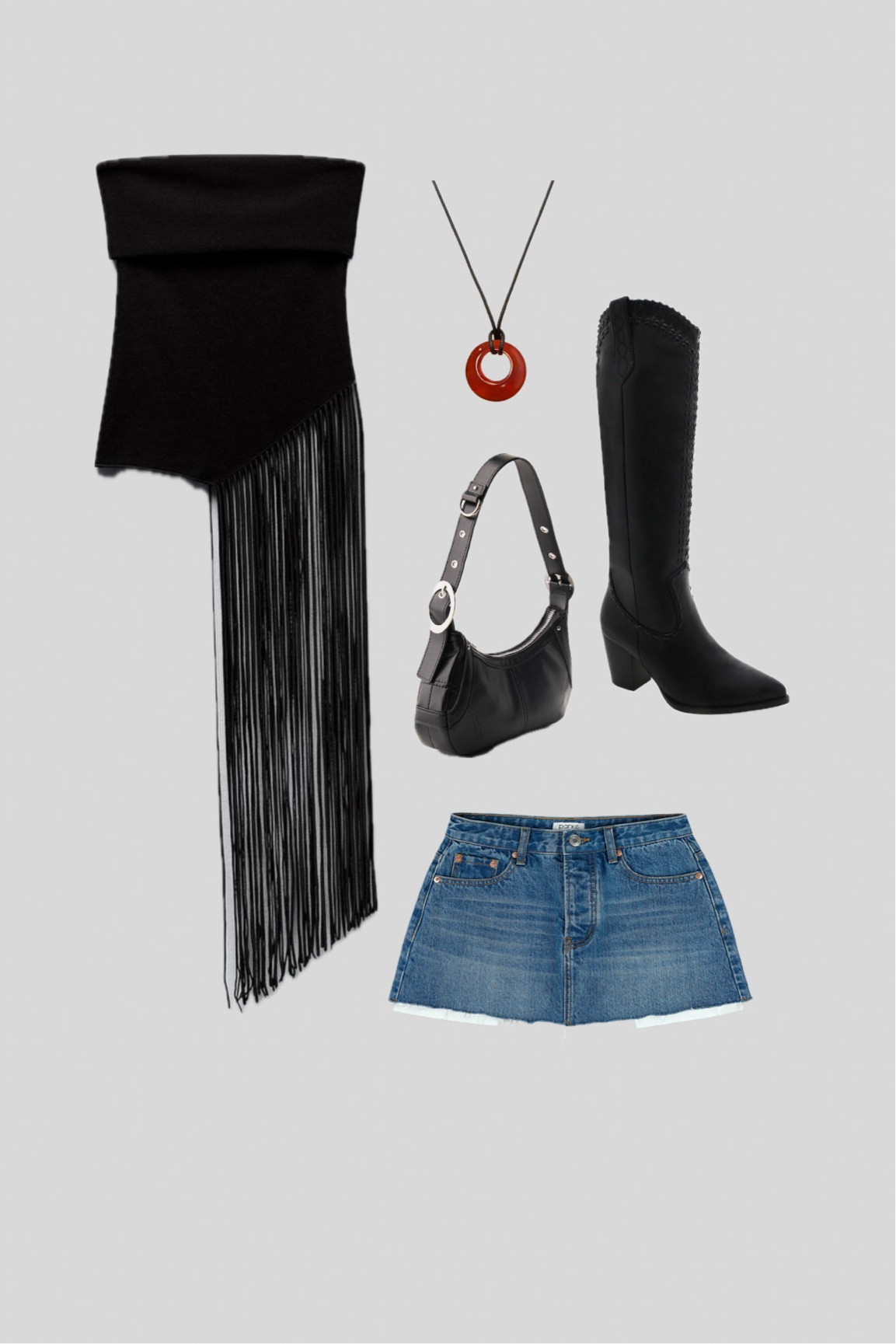 Country concert outfit inspo🖤 Top is Zara, necklace is En Route, purse is Bershka, and skirt is Parke! 

#LTKstyletip #LTKSeasonal #LTKFestival