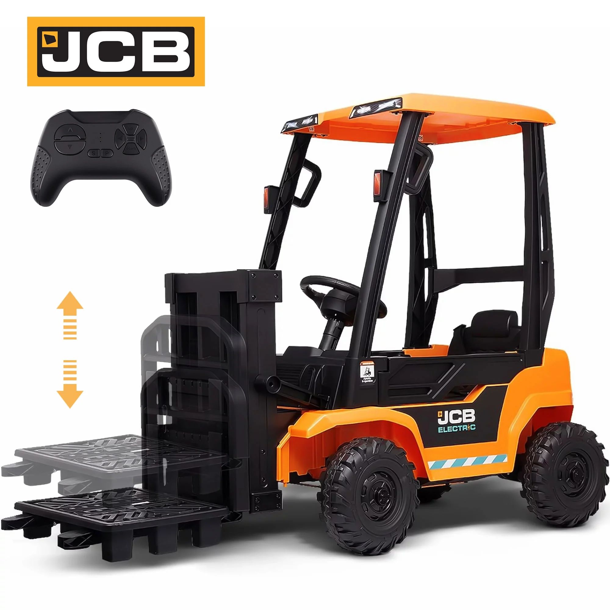 Licensed JCB 12V Powered Ride on Car to Forklift, Toddler Ride on Toy with Lifting Pallet, Remote... | Walmart (US)