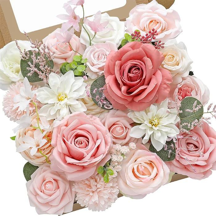 Serwalin Artificial Pink Flowers,Fake Silk Roses for Wedding Cake Flowers DIY Bridal Bouquets Dec... | Amazon (US)