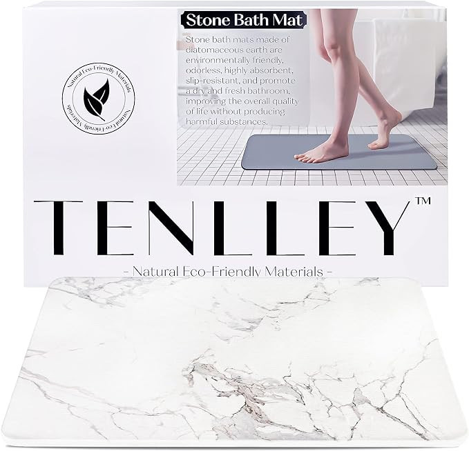 TENLLEY Stone Bath Mat, Natural Diatomaceous Earth Shower Mat, Non-Slip Stone Bath Mats for Bathr... | Amazon (US)