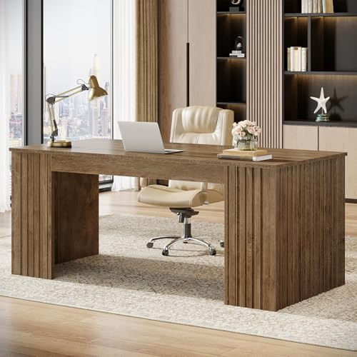 Tribesigns Modern Executive Desk, 63-Inch Large Office Computer Desk, Study Writing Table Workstation Business Furniture for Home Office, Brown | Amazon (US)