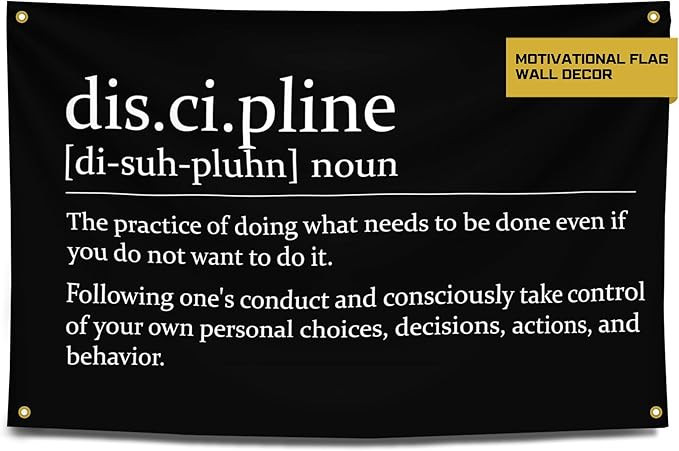 Gold Trident Discipline Motivational Gym Banner - Inspire Your Workout with this Banner - Perfect... | Amazon (US)