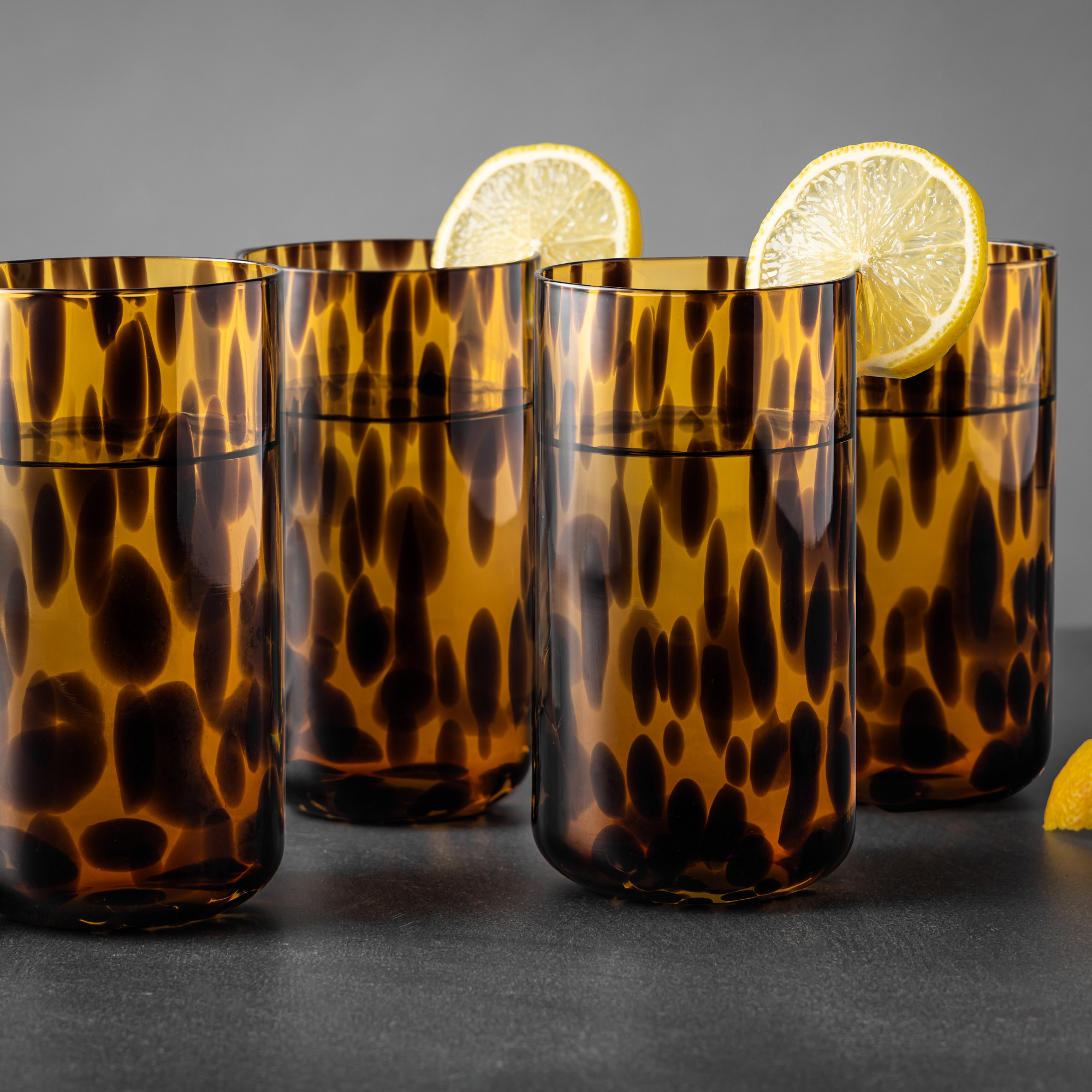 Thyme & Table 4-Piece 20oz Tortoise Brown Drinking Glass Set - Walmart.com | Walmart (US)