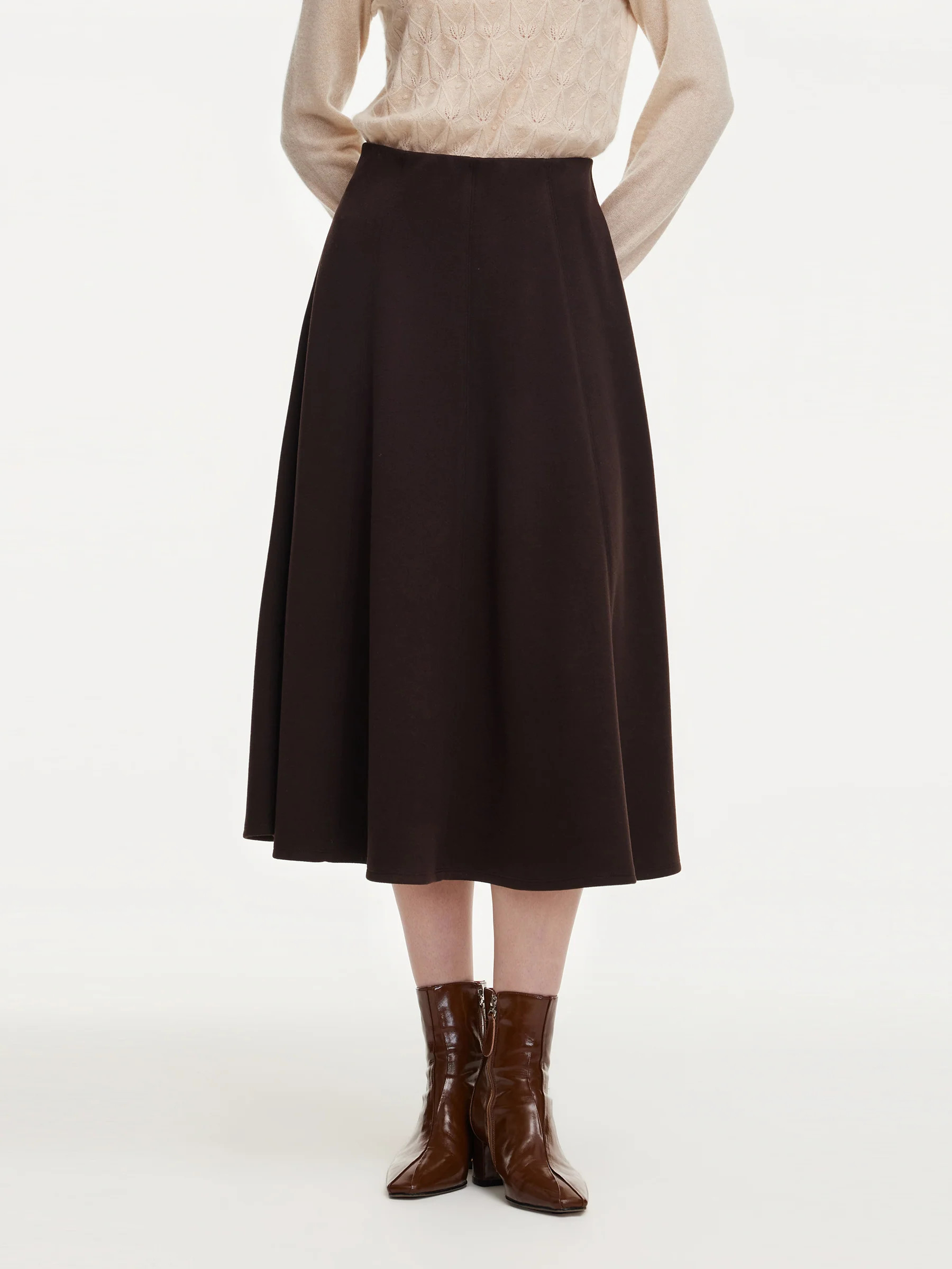 Stretch Flared Women Knit Skirt | GOELIA