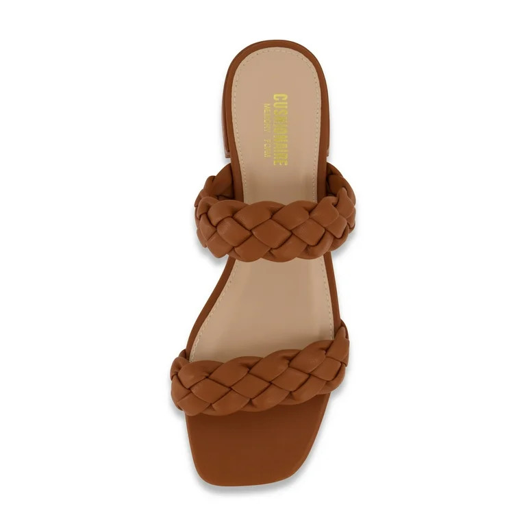 CUSHIONAIRE Women's Nan Two Band Braided Low Block Heel Slide Sandal +Memory Foam | Walmart (US)