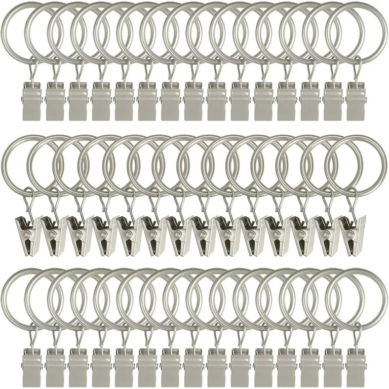 50 Pack Curtain Rings with Clips, Heavy Duty Curtain Clip Rings Hooks, Bow Hanger Clips for Hangi... | Walmart (US)