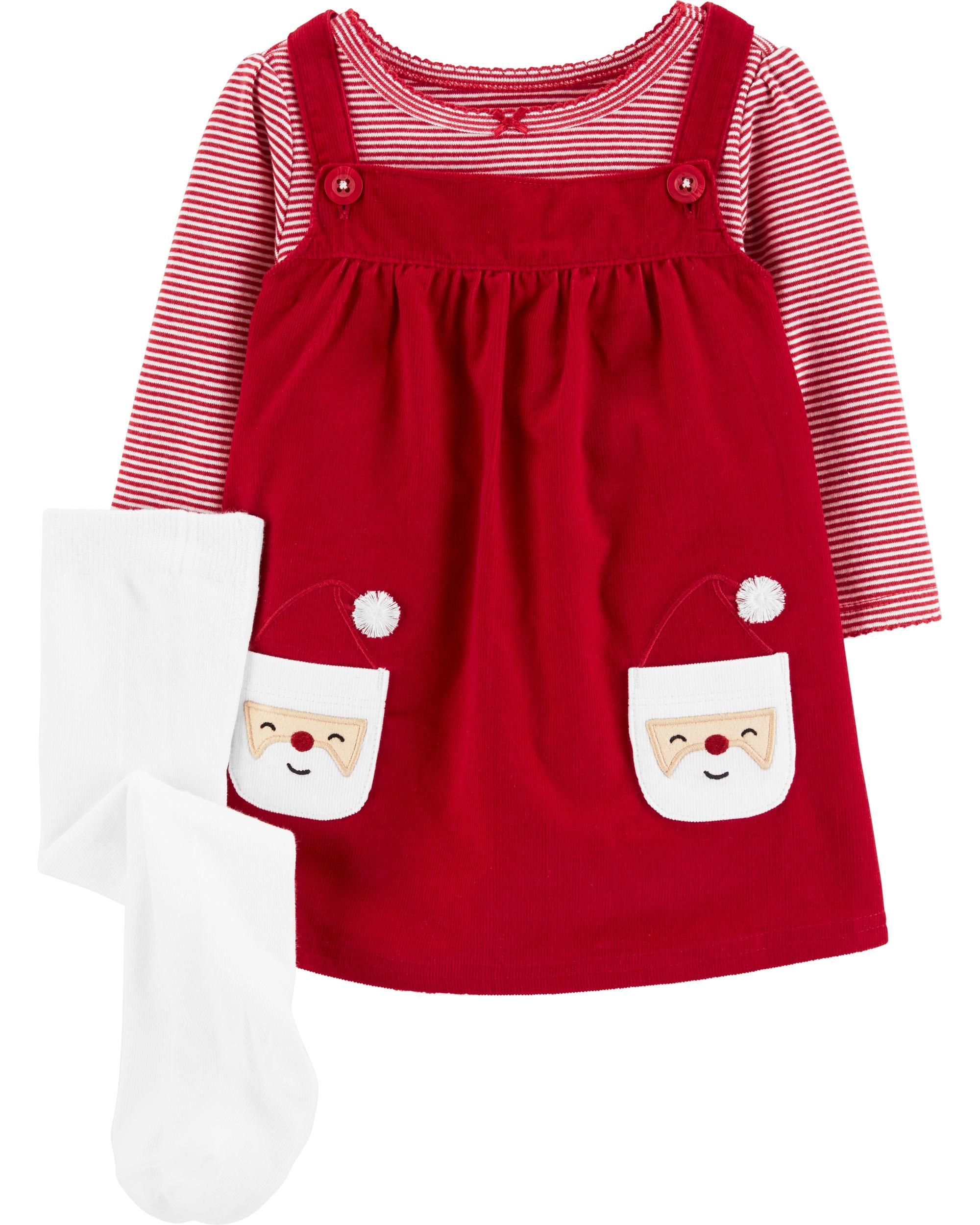 3-Piece Striped Bodysuit & Santa Jumper Set | Carter's