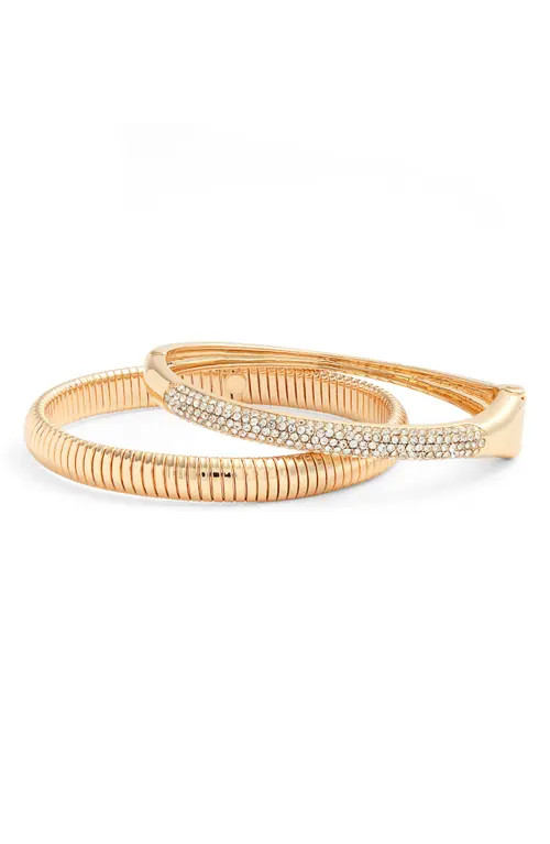 Open Edit Set of 2 Bangles in Clear- Gold at Nordstrom | Nordstrom