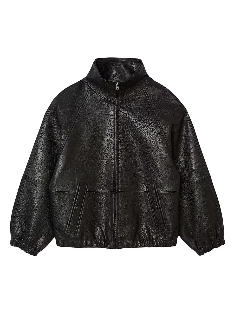 Women's Oversized Leather Jacket - Black - Size 4 | Saks Fifth Avenue