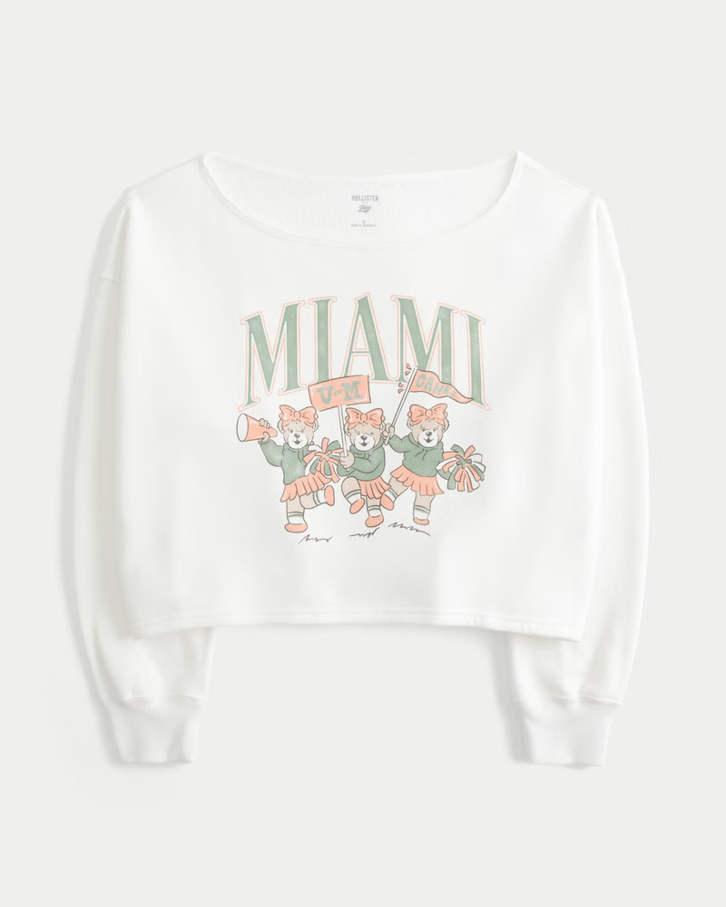 Women's Easy Off-the-Shoulder Miami Graphic Sweatshirt from Hollister | Hollister (US)