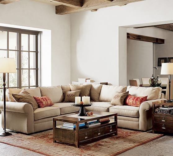 Pearce Roll Arm Upholstered 2-Piece L-Shape Sectional | Pottery Barn (US)