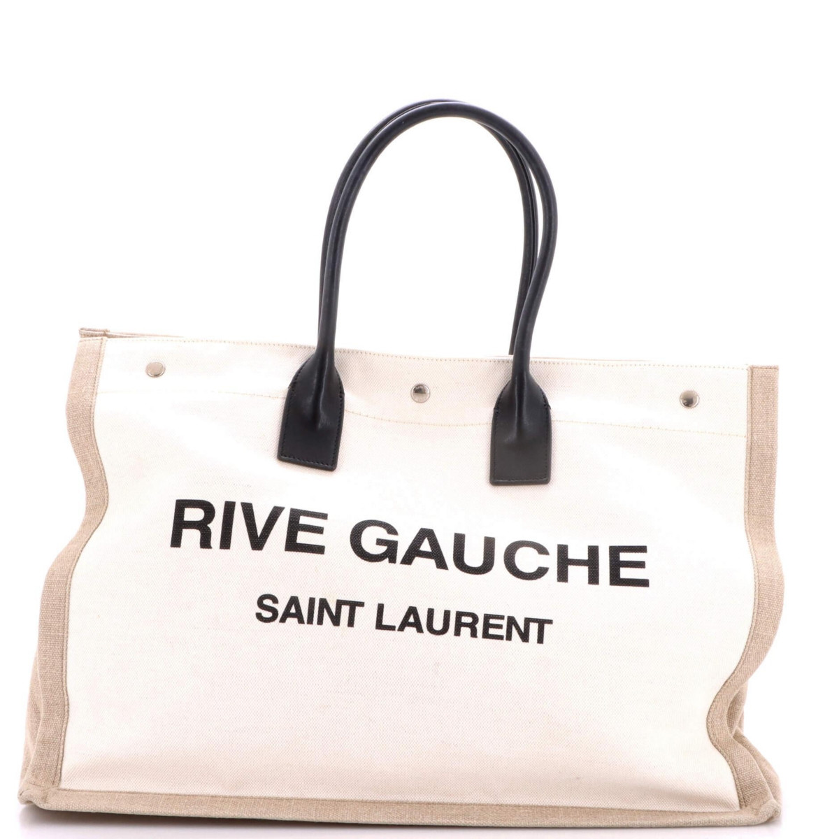 Pre-Owned Saint Laurent Large Rive Gauche Shopper Tote Canvas - Natural | Macy's