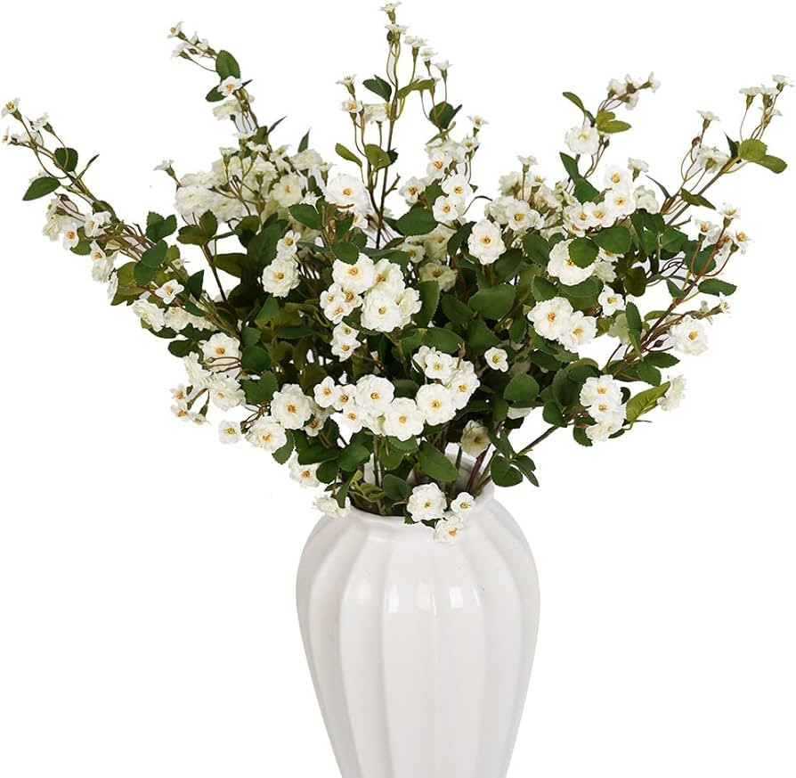 Melorca&Guilla Artificial Plants Fake Flowers,6PCS 29" Artificial Rose for Vase, Long Stems White... | Amazon (US)