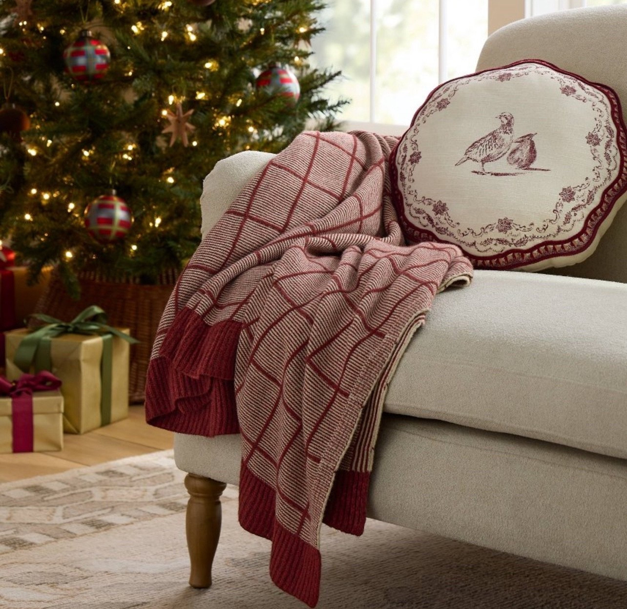 Threshold Studio McGee 
Ruffled Windowpane throw
Partridge Pillow

#LTKHoliday #LTKStyleTip #LTKHome
