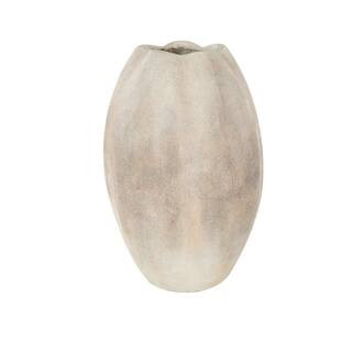 Litton Lane 20 in. White Antique Magnesium Oxide Ceramic Urn Decorative Vase with Checkered Patte... | The Home Depot