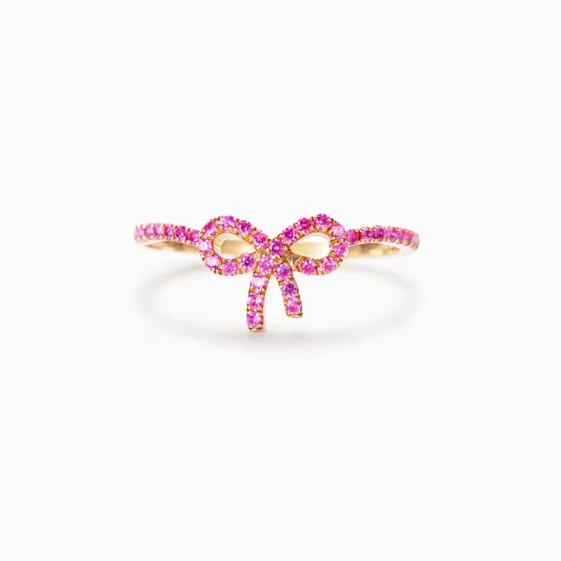 Pink Pavé Bow Ring-Gifts For Women, 925 Silver Rings | Storyjewellery