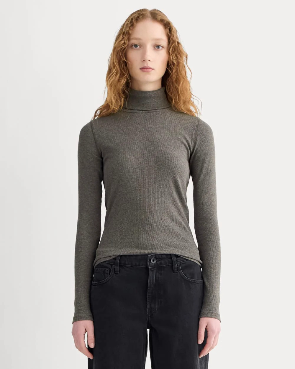 The Luxe Rib Turtleneck | Washed Heathered Fatigue | Everlane