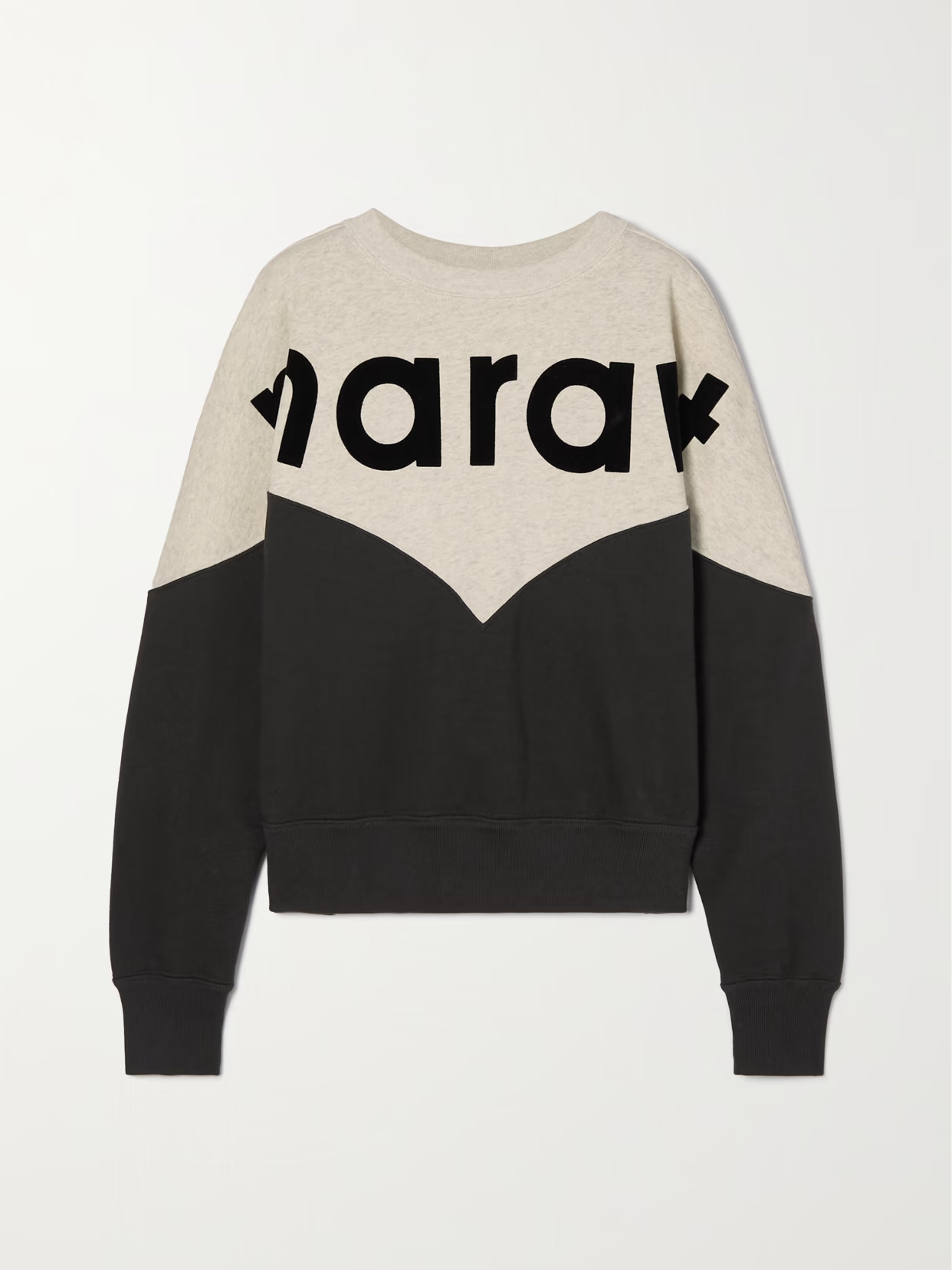 Marant Étoile - Houston Flocked Two-tone Cotton-blend Jersey Sweatshirt - Black | NET-A-PORTER (US)