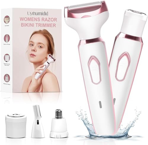 Electric Razor - Shaver for Women, Uythumidid Painless Body Hair Trimmer and Facial Hair Removal Kit, USB Rechargeable Ladies Bikini Trimmer for Face Arm Leg Bikini Underarm, Portable (White) | Amazon (US)