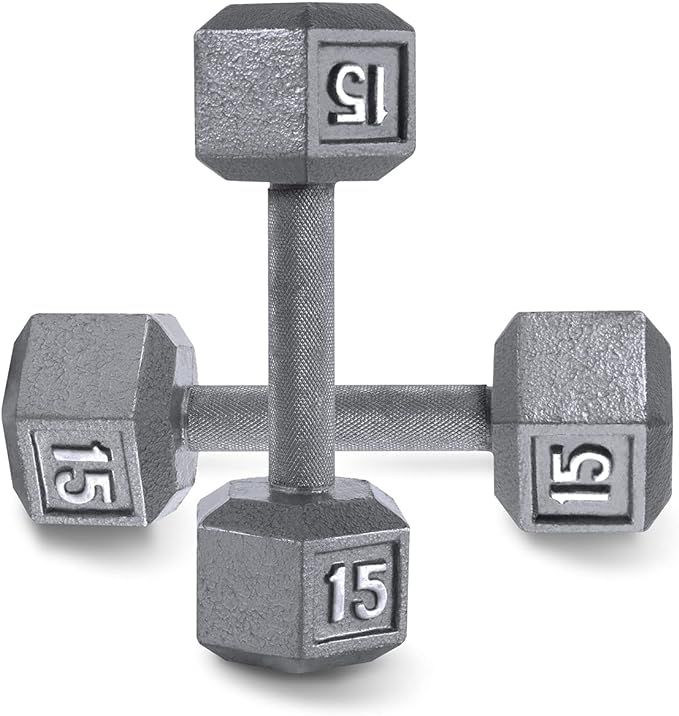 CAP Barbell Cast Iron Solid Hexagon Gray Dumbbells, Strength Training Free Weights Set of 2 for W... | Amazon (US)