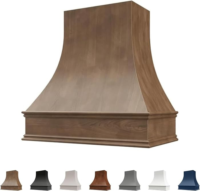American Walnut Range Hood Cover, Curved Front, 31.5"W x 36"H | Amazon (US)