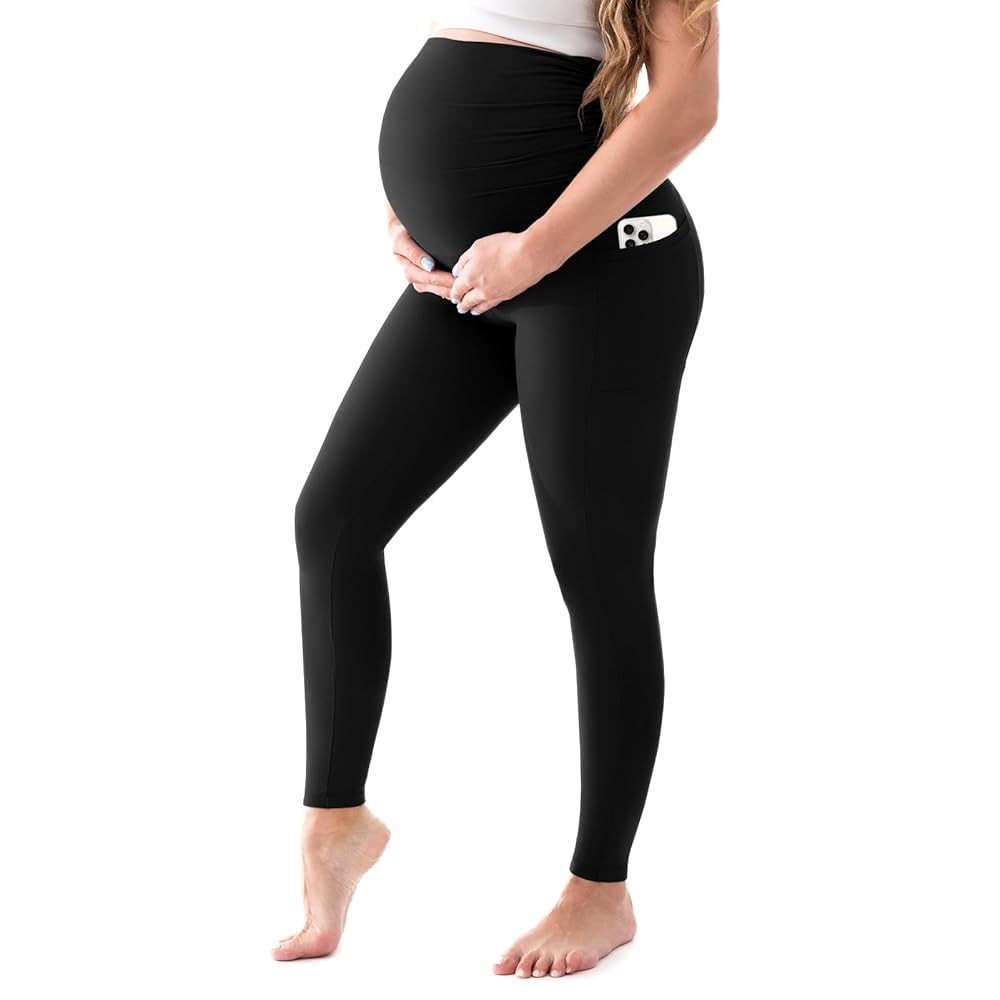 Walifrey Women's Maternity Leggings with Pockets Over The Belly,Pregnancy Yoga Pants Activewear W... | Amazon (US)