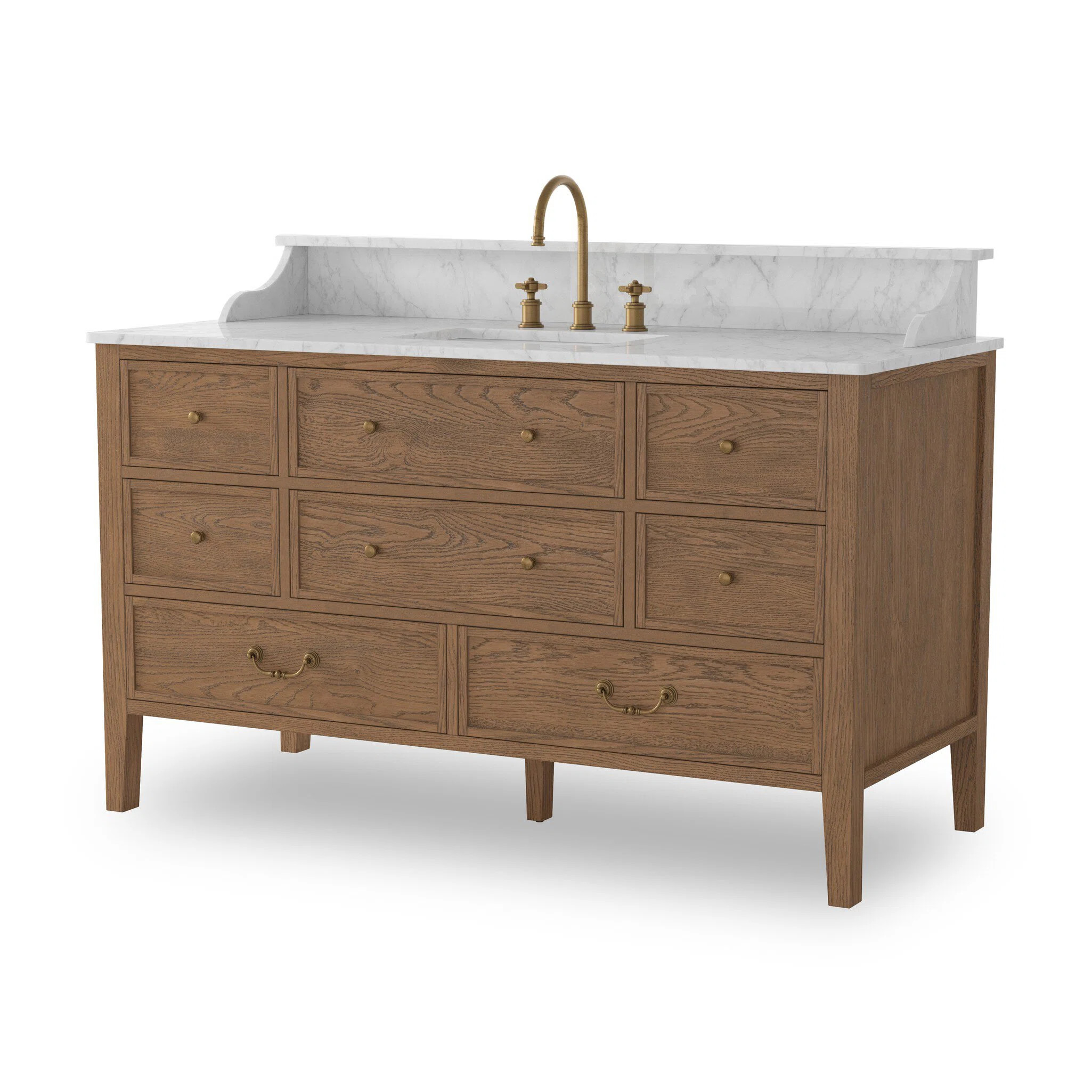 Elliston Single Wide Vanity-Carrara Marble | Birch Lane