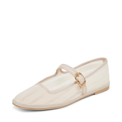Dolce Vita Women's Tameka Mesh Stripe Ballet Flat, Bone, 8.5 | Amazon (US)