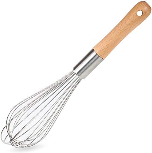 Classic Stainless Steel Wooden Handle Whisk 11-Inch | Perfect Whisking Size | Kitchen Whisk for Beating, Blending, Whisking, Stirring, Cooking, Egg, Flour | by Kitchen Delight | Amazon (US)
