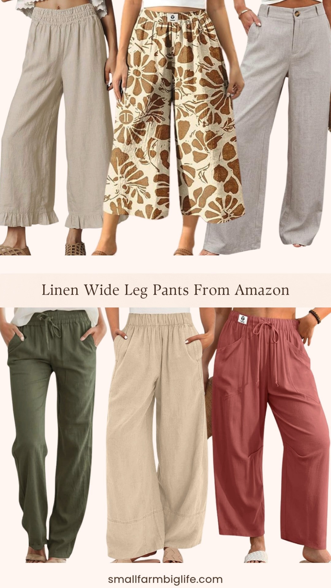 Linen wide leg pants are my favorite summer wardrobe staple and Amazon has so many beautiful styles at prices that make it easy to grab a few pairs! From classic high waist wide leg trousers and ruffle hem cropped styles to boho elastic waist lounge pants, harem styles, and the prettiest floral linen capris, there is a perfect pair for every body type and every occasion this spring and summer. So comfortable, so effortless, and so easy to style. Linking all my favorites below! 

 #LTKootd #LTKSeasonal #LTKOver40