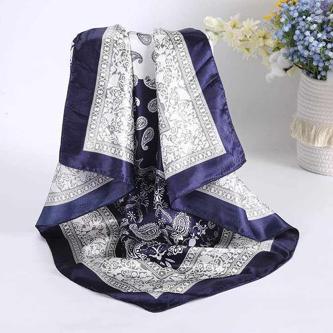 35” Satin Large Square Head Scarves - 4PCS Silk Like Neck Scarf Hair Sleeping Wraps Lightweight... | Amazon (US)