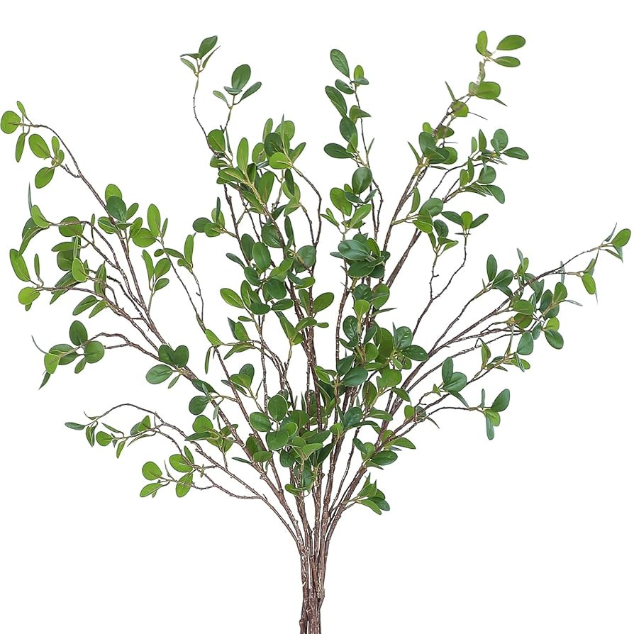 Floroom 4 pcs Artificial Eucalyptus Green Branches 44.3 Inch, Faux Greenery Plant Stems Ficus Twi... | Amazon (US)