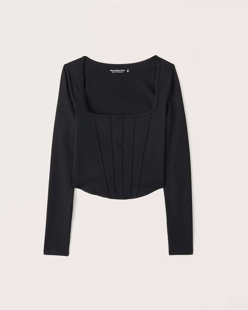 Women's Long-Sleeve Seamless Fabric Corset Top | Women's New Arrivals | Abercrombie.com | Abercrombie & Fitch (US)