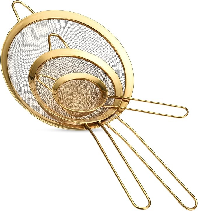 2LB Depot Stainless Steel Kitchen Strainers Set - 3 Extra-Fine Mesh Strainers with Long Handles f... | Amazon (US)