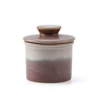 6 oz. Reactive Glaze Speckled Zi Ying Ceramic Butter Crock with Lid, Porcelain Butter Dish for Spreadable Fresh Butter | The Home Depot