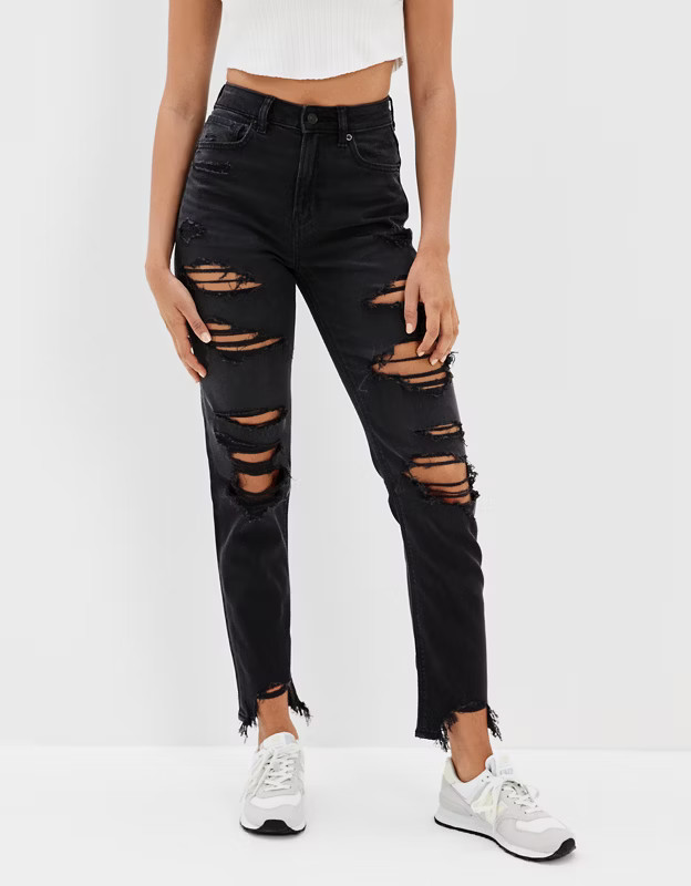 AE Strigid Ripped Mom Jean | American Eagle Outfitters (US & CA)